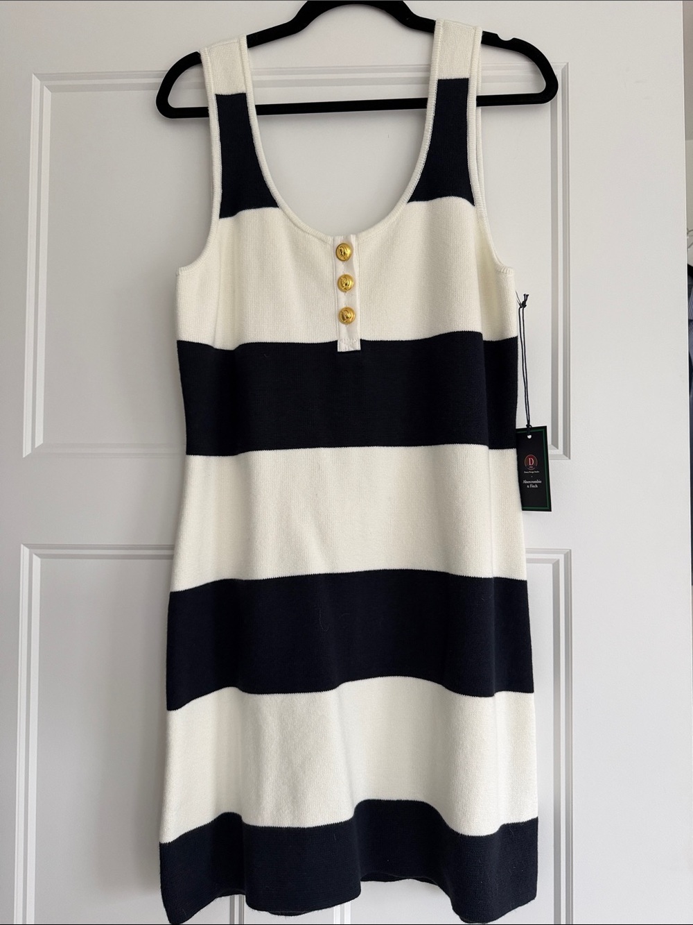Abercrombie & Fitch Black and White Striped Knit Mini Dress